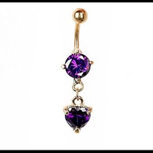 Amethyst gold plated stainless steel belly ring
